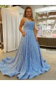 Online Colore Mostrato Linea A Scoop Paillettes Velluto Lunga Abiti da ballo