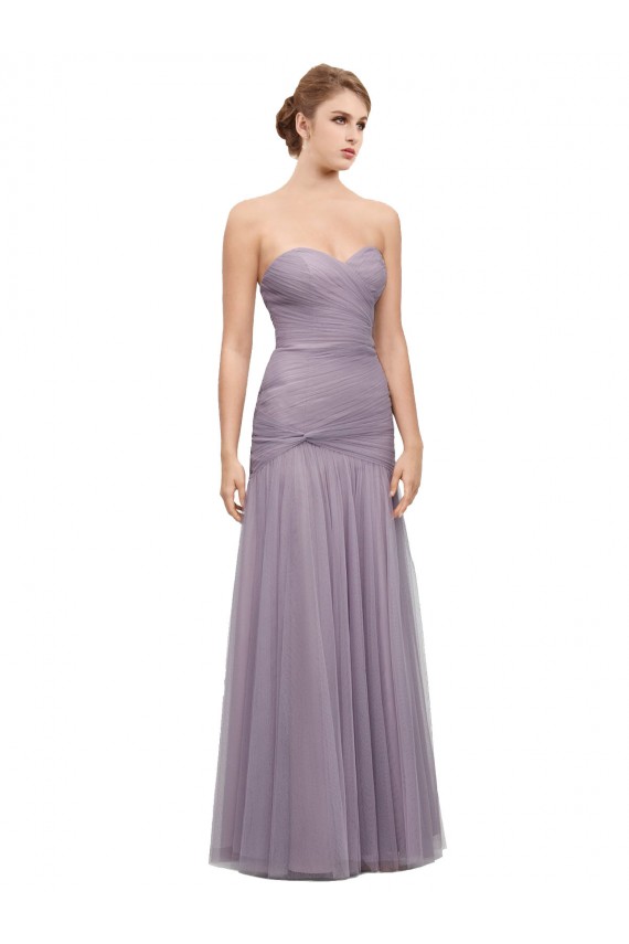 Online Heather Stile sirena Innamorato Tulle Lunga Abiti da damigella donore