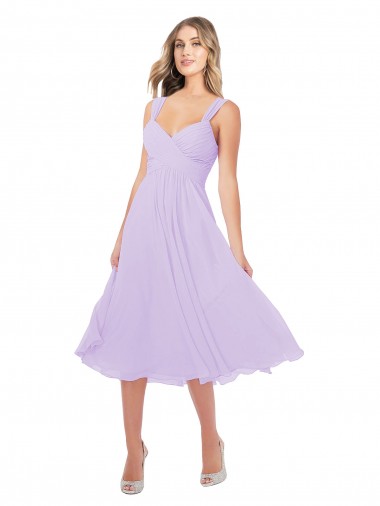 Online Lilla Linea A Innamorato Midi Chiffona Corto Abiti da damigella donore / Abiti da cocktail
