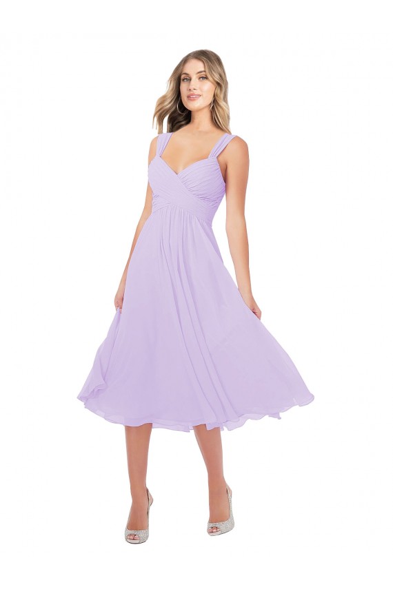 Online Lilla Linea A Innamorato Midi Chiffona Corto Abiti da damigella donore / Abiti da cocktail
