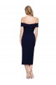 Online Blu marino scuro Stile sirena Midi Crespo Elastico Corto Abiti da damigella donore / Abiti da sera / Abiti da cocktail