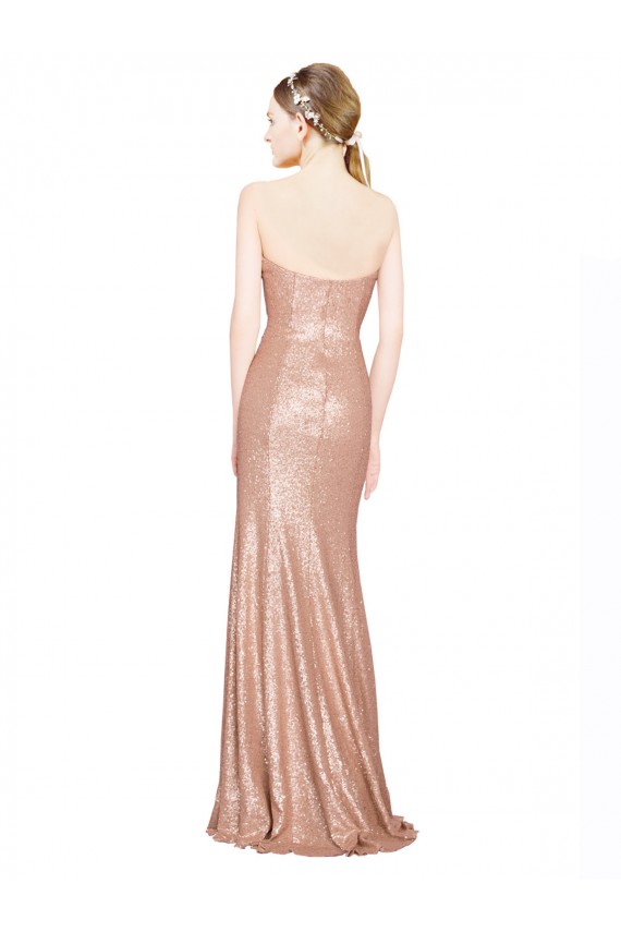 Online Oro rosa Linea A Innamorato Paillettes Lunga Formali Abiti da damigella donore / Abiti da sera / Abiti da ballo