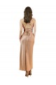 Online Oro rosa Tubino Cappuccio Midi Raso Setoso Corto Abiti da damigella donore / Abiti da sera / Abiti da cocktail
