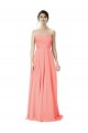 Online Peach Linea A Senza spalline Chiffona Lunga Abiti da damigella donore