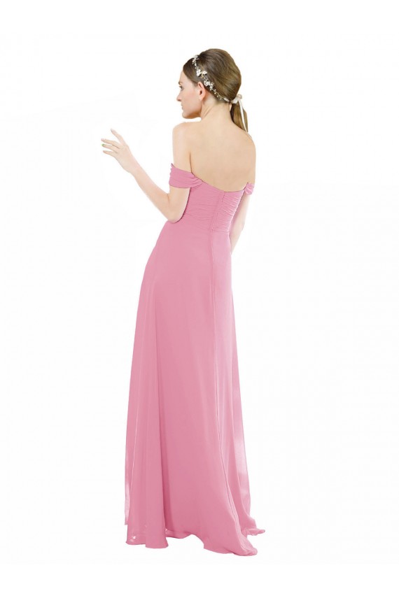 Online Pelle rosa Linea A Chiffona Lunga Abiti da damigella donore