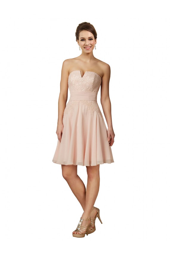 Online Rosa Linea A Innamorato Al ginocchio Chiffona Pizzo Corto Abiti da damigella donore / Abiti da cocktail
