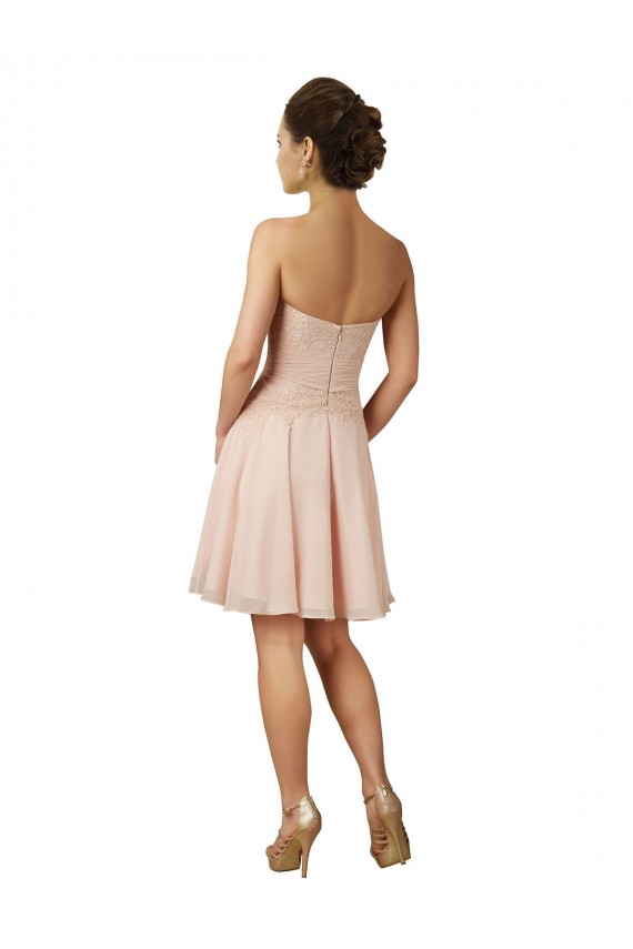 Online Rosa Linea A Innamorato Al ginocchio Chiffona Pizzo Corto Abiti da damigella donore / Abiti da cocktail