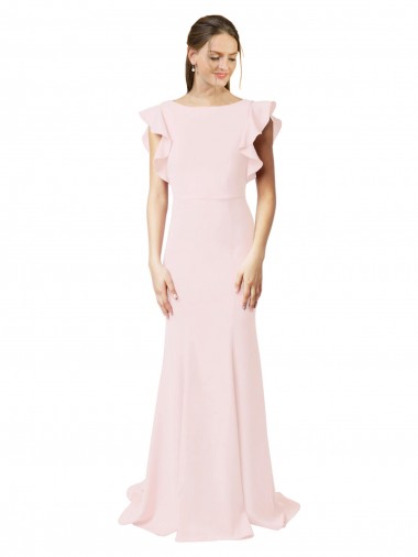 Online Rosa Stile sirena Collo Gioiello Sweep treno Crespo Elastico Lunga Abiti da damigella donore / Abiti da ballo