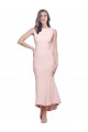 Online Rosa Tubino Alto Collo Midi Crespo Elastico Corto Abiti da damigella donore / Abiti da sera / Abiti da cocktail