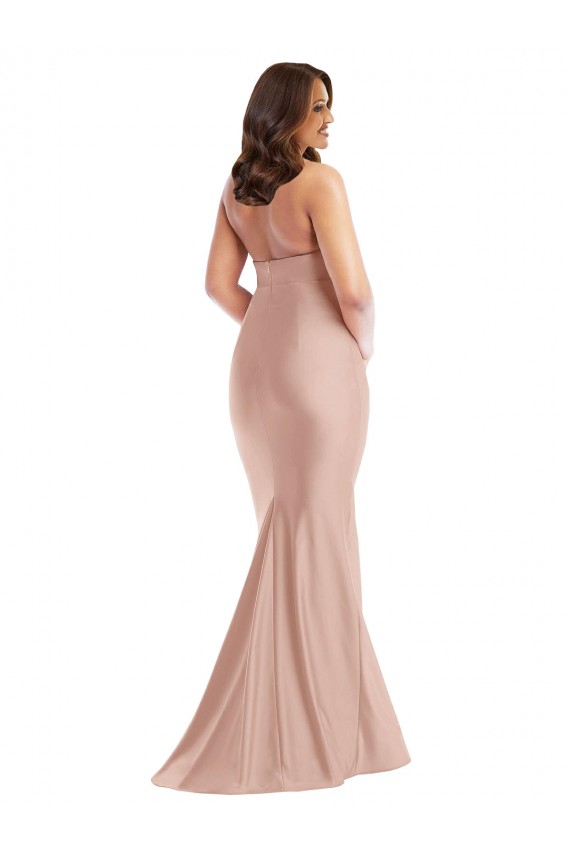 Online Rosa polveroso Stile sirena Capestro Raso Setoso Lunga Formali Abiti da damigella donore / Abiti da sera / Abiti da ballo