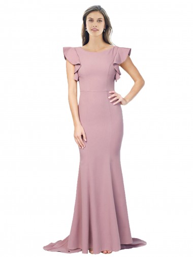 Online Rosa polveroso Stile sirena Girocollo Sweep treno Crespo Elastico Lunga Formali Abiti da damigella donore / Abiti da sera / Abiti da ballo