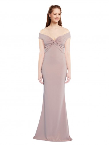 Online Rosa polveroso Stile sirena Scollatura a V Crespo Elastico Lunga Formali Abiti da damigella donore / Abiti da sera / Abiti da ballo