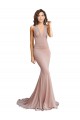 Online Rosa polveroso Stile sirena Scollatura a V Spandex Lunga Formali Abiti da damigella donore / Abiti da sera / Abiti da ballo