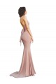 Online Rosa polveroso Stile sirena Scollatura a V Spandex Lunga Formali Abiti da damigella donore / Abiti da sera / Abiti da ballo