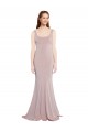 Online Rosa polveroso Stile sirena Scoop Crespo Elastico Lunga Formali Abiti da damigella donore / Abiti da sera / Abiti da ballo