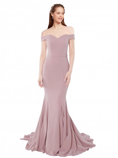 Online Rosa polveroso Stile sirena Sweep treno Crespo Elastico Lunga Formali Abiti da damigella donore / Abiti da sera / Abiti da ballo