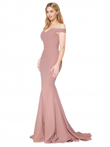 Online Rosa polveroso Stile sirena Sweep treno Crespo Elastico Lunga Formali Abiti da damigella donore / Abiti da sera / Abiti da ballo