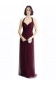 Online Rosso 74 Linea A Capestro Scollatura a V Tulle Lunga Abiti da damigella donore