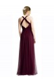 Online Rosso 74 Linea A Capestro Scollatura a V Tulle Lunga Abiti da damigella donore