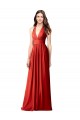 Online Rosso Linea A Capestro Scollatura a V Chiffona Lunga Abiti da damigella donore