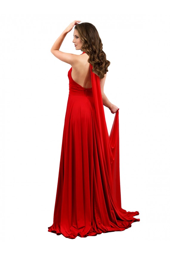 Online Rosso Linea A Capestro Spandex Lunga Formali Abiti da damigella donore / Abiti da sera / Abiti da ballo