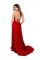 Online Rosso Linea A Sottili Piazza Spandex Pizzo Lunga Abiti da damigella donore / Abiti da ballo