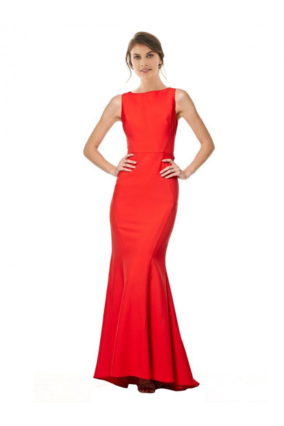 Online Rosso Stile sirena Capestro Alto Collo Crespo Elastico Lunga Formali Abiti da damigella donore / Abiti da sera / Abiti da ballo