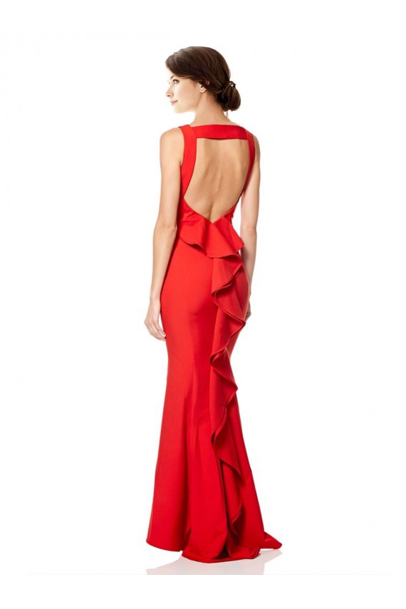 Online Rosso Stile sirena Capestro Alto Collo Crespo Elastico Lunga Formali Abiti da damigella donore / Abiti da sera / Abiti da ballo