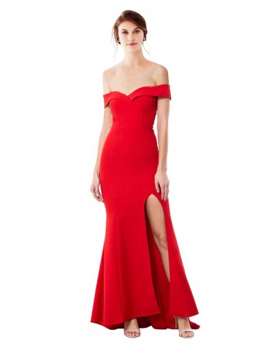 Online Rosso Stile sirena Crespo Elastico Lunga Formali Abiti da damigella donore / Abiti da sera / Abiti da ballo