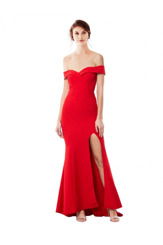 Online Rosso Stile sirena Crespo Elastico Lunga Formali Abiti da damigella donore / Abiti da sera / Abiti da ballo