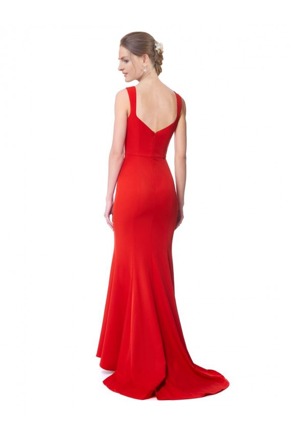 Online Rosso Stile sirena Innamorato Alto Collo Crespo Elastico Lunga Formali Abiti da damigella donore / Abiti da sera / Abiti da ballo