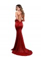 Online Rosso Stile sirena Scollatura a V Paillettes Lunga Formali Abiti da damigella donore / Abiti da sera / Abiti da ballo