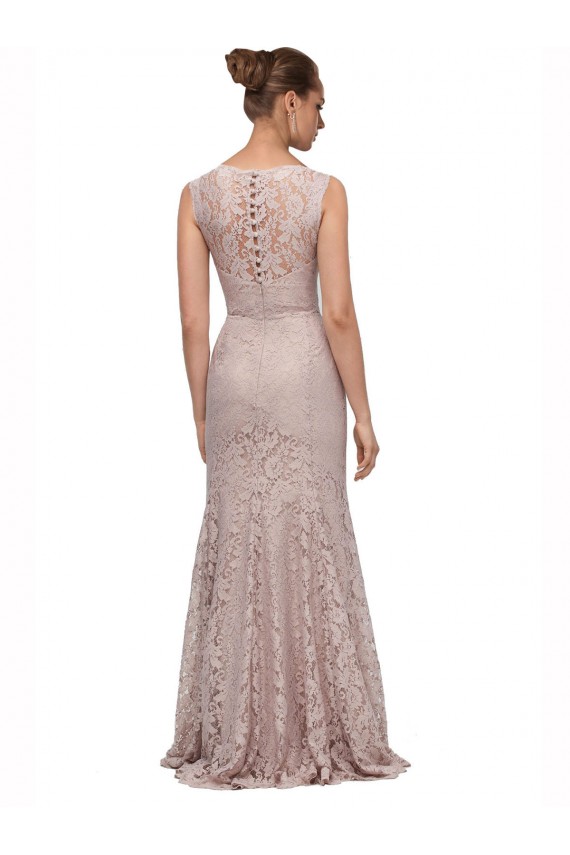 Online Stile sirena Illusione Scoop Pizzo Lunga Abiti da damigella donore / Abiti da ballo