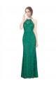 Online Verde Scuro Stile sirena Capestro Alto Collo Pizzo Lunga Abiti da damigella donore / Abiti da ballo