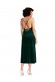 Online Verde Scuro Tubino Cappuccio Midi Velluto Elastico Corto Abiti da damigella donore / Abiti da sera / Abiti da cocktail