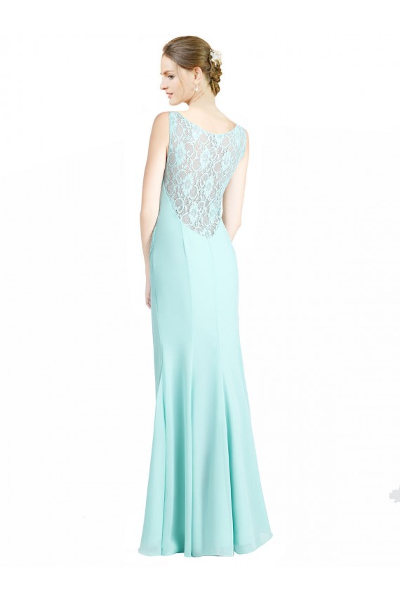 Online Waterfall Stile sirena Scollatura a V Chiffona Pizzo Lunga Abiti da damigella donore