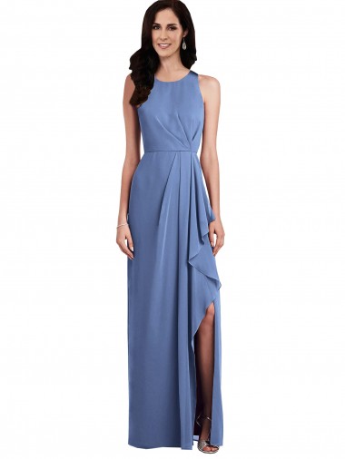 Online Windsor Blu Linea A Collo Gioiello Chiffona Lunga Abiti da damigella donore