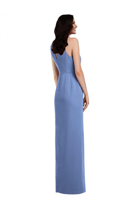 Online Windsor Blu Linea A Collo Gioiello Chiffona Lunga Abiti da damigella donore