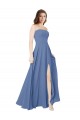 Online Windsor Blu Linea A Senza spalline Chiffona Lunga Abiti da damigella donore
