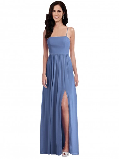 Online Windsor Blu Linea A Sottili Chiffona Lunga Abiti da damigella donore